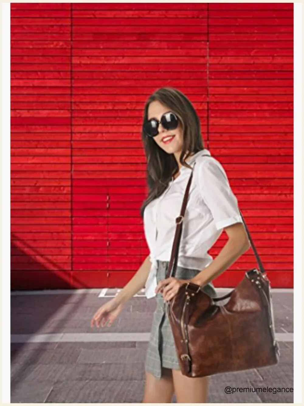 Faux Leather Hobo Shoulder Tote Bag with Adjustable Strap